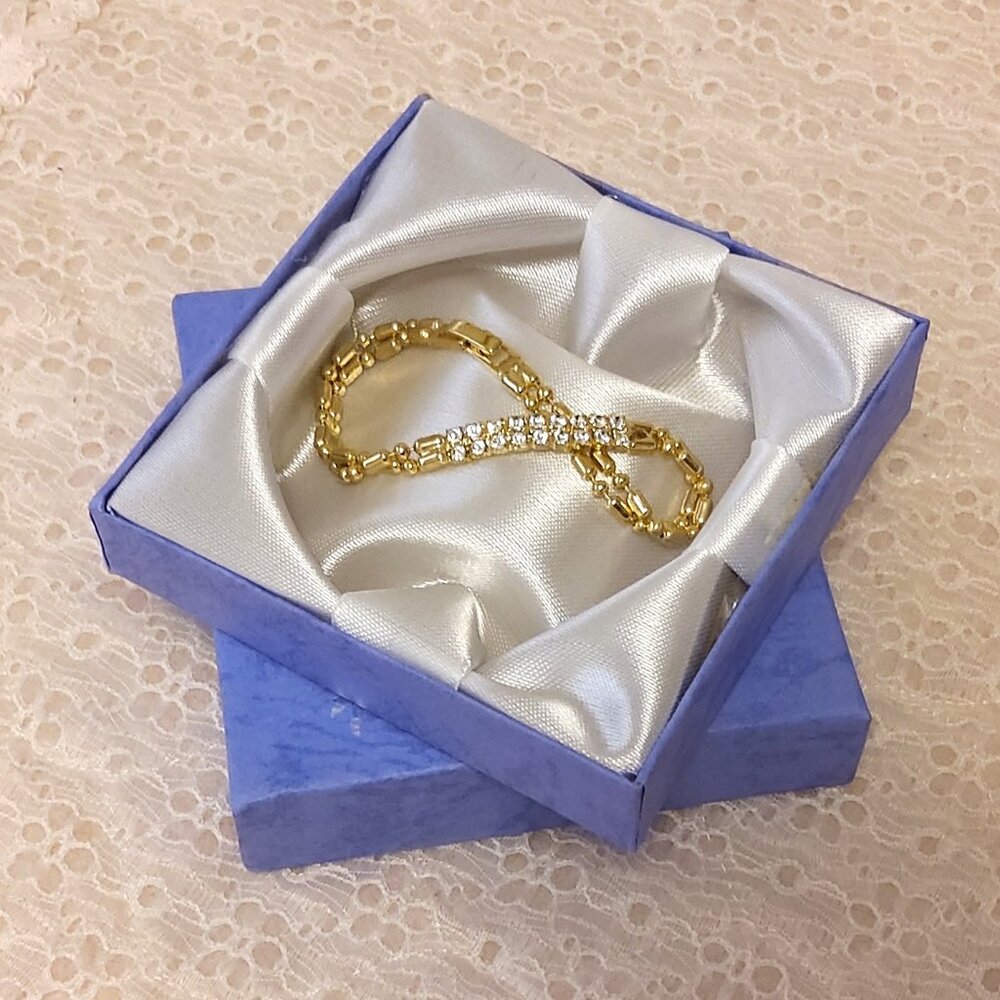 NEW EMMA JAMES Clear Crystal Gold Plated Bracelet Women's Jewelry Gifts